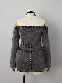 Sunspun 时尚休闲修身连衣裙，适合夏季 - 灰色 - 查看 2