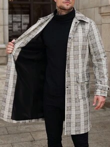 Manfinity CasualCool 男士千鸟格印花长袖单排扣休闲夹克，秋季 - 彩色 - 查看 7