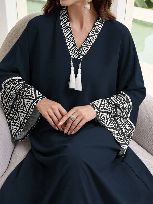 Al Najma Women's Contrast Color Vintage Style Casual Long Sleeve Cardigan