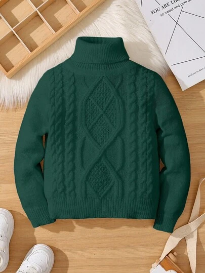 1pc Kids Casual Loose Fit Turtleneck Sweater, Suitable For Children's Outfits, Young Boy Clothes, Back To School Sets, Suitable For Birthday Party, Evening Party, Wedding, Christening, School Opening Ceremony, Daily Wear, Travel, Sports, Autumn/Winter Season Fall