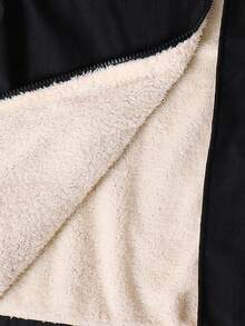 SHEIN Tween Boy Letter Graphic Zip-Up Fleece Hoodie Jacket, Boys Sherpa Lined Jacket, Boys Black Winter Jacket Fall - Black - View 8