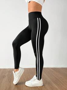 SHEIN Sports 2PCS Women's Basic Yoga Leggings Set Sports Leggings - Multicolor - View 5