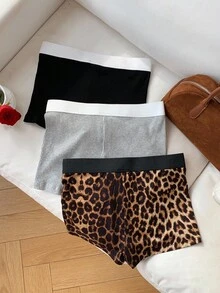 Comfortcana Quần short thoáng khí họa tiết da báo Colorblock dành cho nữ - Nhiều màu - Xem 2