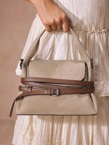 SHECARRY 休闲时尚百搭简约女士斜挎包 - 卡其色 - 查看 1