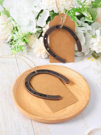 18pcs Vintage Lucky Horseshoe Pendants,Guest Wedding Favors,Metal Horseshoes Decor With Kraft Paper Label And Ribbon ,Rustic Horseshoe Gifts For Wedding Party Decoration,Wedding Favors And Gifts For Guests,Bridal Shower