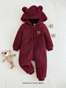 Cozy Pixies Baby Boy Cartoon Rabbit Ear Hooded Thickened Jumpsuit Fall Winter