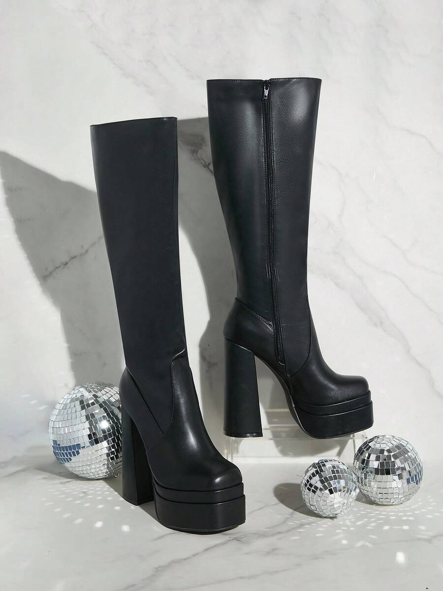 SHUZIA 女士 Groovy 双厚底粗跟及膝靴