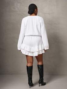 SHEIN Tall CURVE Bộ đồ liền thân đơn hàng raglan tay lỡ màu trơn cỡ lớn dành cho nữ - trắng - Xem 2
