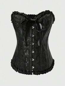 CUCCOO SZL 1 Áo nịt ngực corset cho nữ, đồ lót định hình eo bó sát có dây buộc, thích hợp cho trang phục Halloween - màu đen - Xem 9