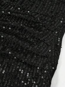 Tween Girls Elegant Sequin Embellished Snug Fit Mermaid Dress, Black, Suitable For Parties And Christmas - Black - View 4