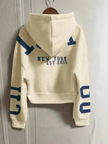 INAWLY Bluza z kapturem i zamkiem błyskawicznym Plus Size Casual Loose Fit z grafiką liter