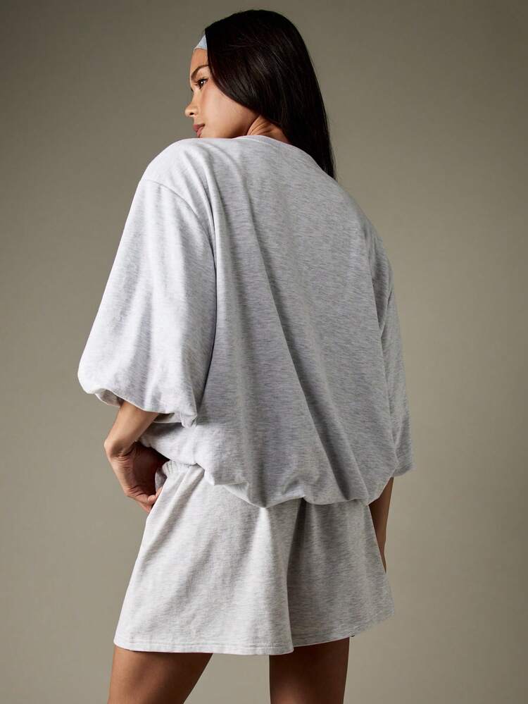 MISSGUIDED Bawełniana koszulka z bufiastymi rękawami i elastycznym dołem, luźny krój, bluza w stylu casual