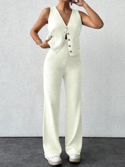 SHEIN Tall Tall Size Two Pieces Set With Vest And Pants