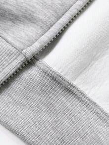 DAZY 男士字母刺绣街头风连帽卫衣，秋季 - 灰色 - 查看 8