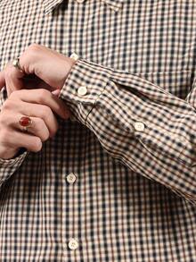 SUMWON 轻盈格纹外套衬衫 纽扣领短款经典春秋休闲学院风上衣 - 彩色 - 查看 6