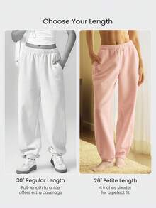 GLOWMODE Petite Everyday Fleece Be Comfy Oversized Fit Adjustable Drawstring Waist Basic Joggers With Side Pockets Daily Casual - Baby Pink - View 3