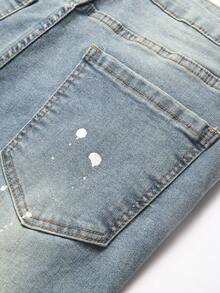 Manfinity LEGND Men's Casual Distressed Slim Fit Denim Jeans - Light Wash - View 6