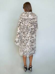 SHEIN ICON Women's Faux Fur Coat, Mid-Length Leopard Print Fluffy, Sexy Silhouette For Autumn/Winter - Multicolor - View 2