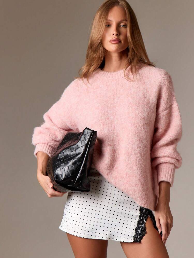 Chunky Knit Crew Neck Pullover Sweater