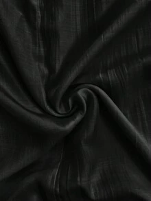 SHEIN LUNE Chemise décontractée ample à col rond et épaules dénudées plissée de couleur unie pour femmes - Noir - Voir 9