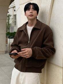 DAZY Men's Solid Dark Grey Commuter Short T-Shirt, Autumn Jacket Business Attire