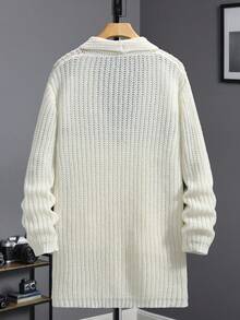 Manfinity Homme كارديجان رجالي كاجوال أحادي اللون ذو جيبين، خريف وشتاء