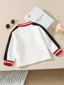 SHEIN Toddler Boys' Colorblock Patchwork Casual Collegiate Unicorn & Horse Print Long Sleeve Polo Shirt, Autumn/Winter Fall - Multicolor - View 2