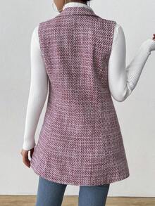 RosyDaze 女式小圆点领背心粗花呢夹克 - 紅色 - 查看 2