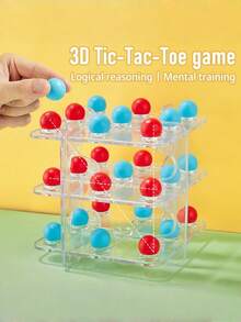 Zazumi 1PC 3D Tic Tac Toe Strategy Board Game For Kids & Adults - 2-4 Players, Rotating Tabletop Puzzle Game For Children's Logic Training, Educational Family Toys, Popular Brain Teaser Gifts For All Ages - Multicolor - View 2