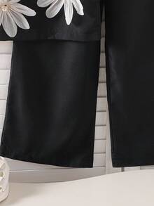2-Piece Girls Floral Sleeveless Top And Loose Pants Fashion Set For Spring/Summer - Black - View 7