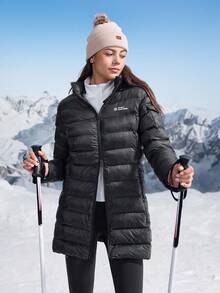 In My Nature Chaqueta deportiva de mujer con cuello alto, manga larga, cierre frontal con cremallera y estampado de letras, para invierno - Negro - Ver 5