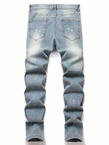 Manfinity LEGND Men's Casual Distressed Slim Fit Denim Jeans - Light Wash - View 2