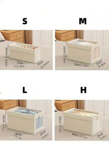 1PC Oxford Cloth Storage Box - Foldable Fabric Organizer With Window & Lid, Moisture-Proof For Clothes/Pants/Socks, Holiday Gift - Beige - View 9