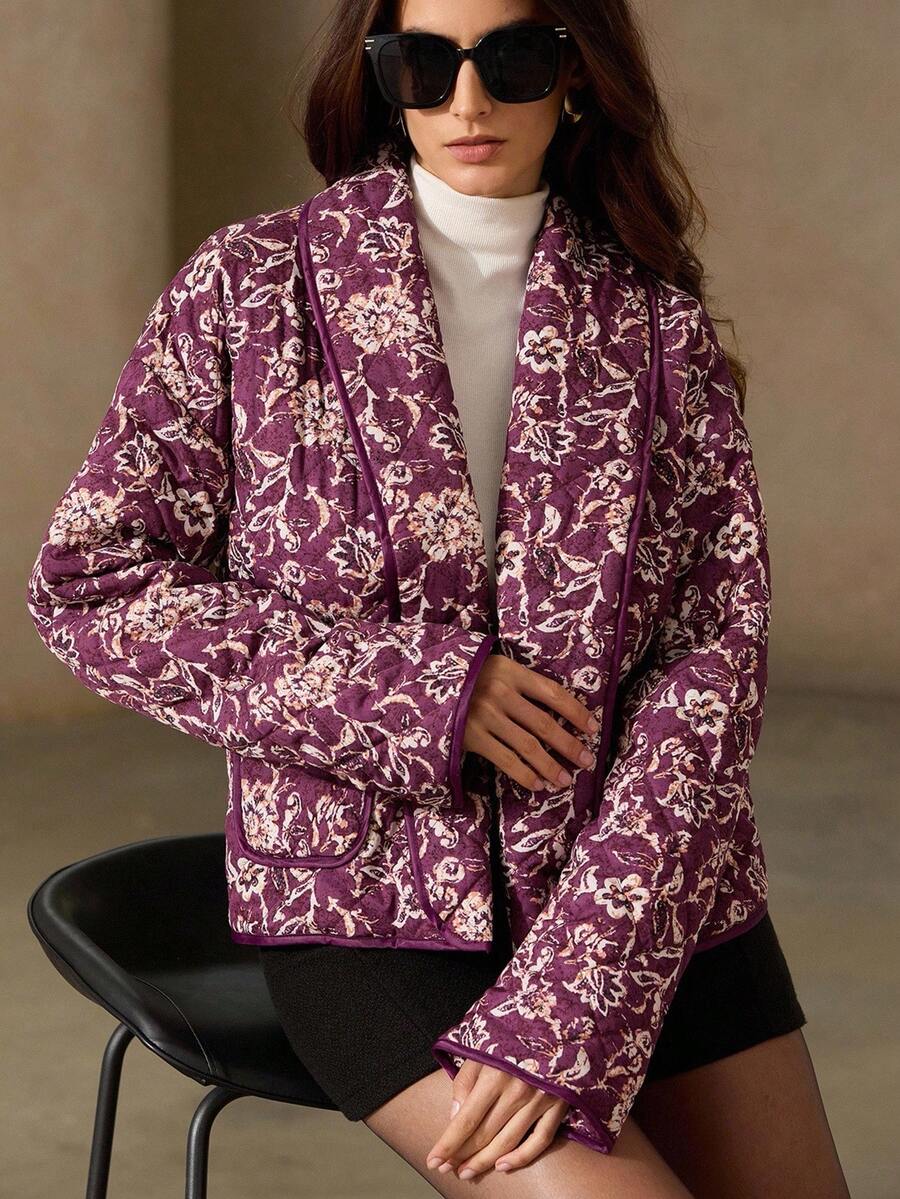 GENKIRA Women's Casual Printed Padded Coat, Fashionable European And American Design, Versatile - Multicolor - View 1