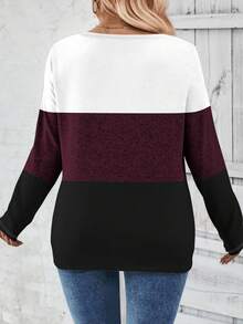 EMERY ROSE Áo thun dệt kim cổ chữ V tay dài ba màu thiết kế thường ngày cho nữ, áo thun họa tiết mùa thu/đông dành cho nữ mùa xuân - Nhiều màu - Xem 2