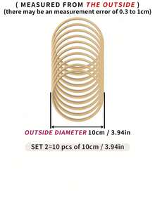 10 件卡其色竹捕梦网环、户外草坪婚礼羽毛装饰环、万圣节、圣诞节等节日森系风铃挂饰、卧室墙壁装饰竹环、编织绣花环工艺配件 - 卡其色 - 查看 15