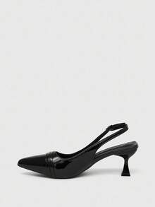 CUCCOO BIZCHIC 女士尖头小猫跟黑色后带日常百搭通勤高跟穆勒鞋 - 黑色 - 查看 10