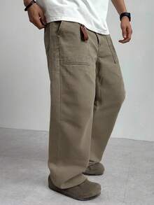 DAZY Men's Solid Khaki Denim Jeans, Autumn - Khaki - View 2