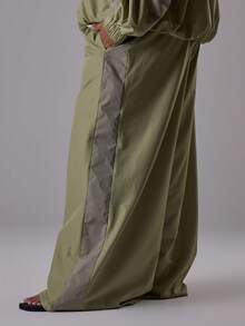 MUSERA Pantalón de chándal de pierna ancha con cordón en la cintura y raya lateral, talla grande, elegante, de vacaciones, atractivo, deportivo, activo, casual de verano - Multicolor - Ver 4