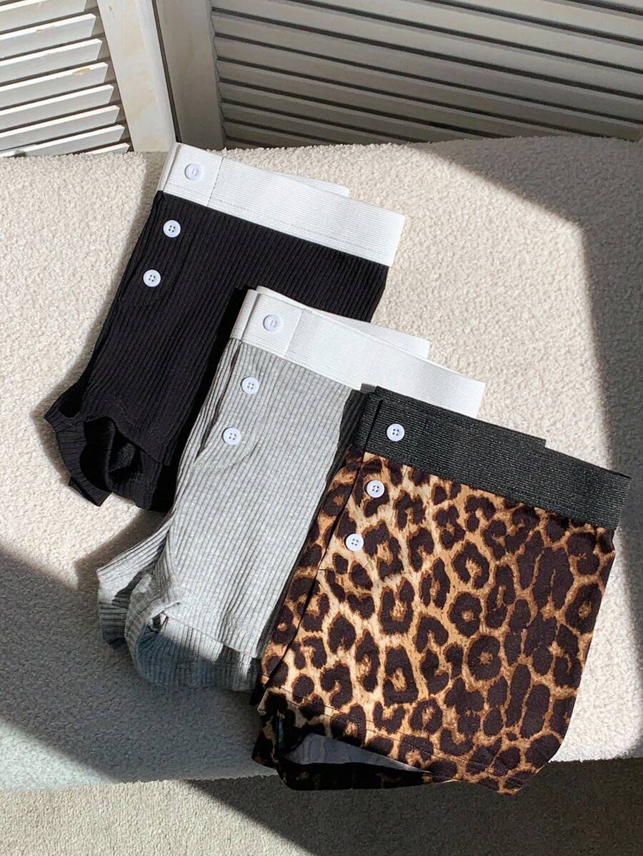 Comfortcana Quần short thoáng khí họa tiết da báo Colorblock dành cho nữ - Nhiều màu - Xem 1