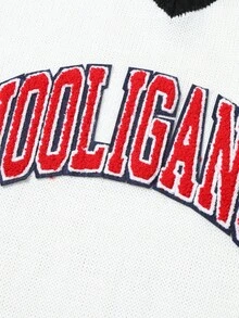 Manfinity EMRG Men's Casual Contrast Color Patchwork Letter Embroidery Knit Face Mask Y2k Tops Sweater Vest - Multicolor - View 6