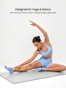 GLOWMODE 3双防滑绑带无缝趾结构踝部瑜伽普拉提黑色袜子 - 彩色 - 查看 6