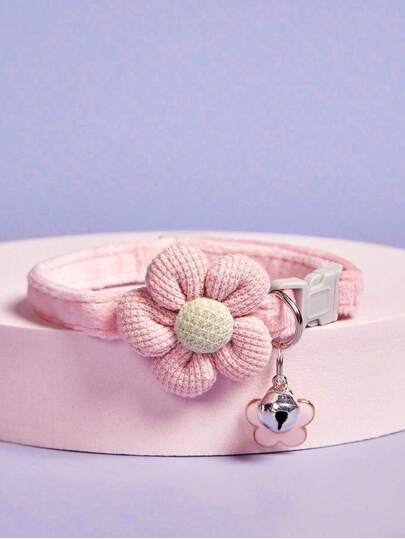 Zazumi 1 pieza Collar de mascota decorado con flor y colgante, adecuado para gatos/perros pequeños, decoración y tracción