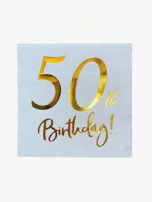 1/2/3/6 confezioni da 20 tovaglioli monouso a doppio strato con stampa dorata a tema 50° compleanno (16,5 x 16,5 cm), adatti per Natale, autunno, Ognissanti, rientro a scuola, decorazioni per pareti e tende da camera da letto. - Bianco - Visualizzare 5