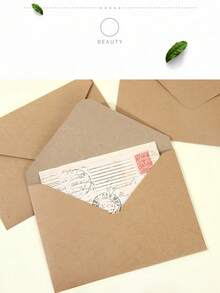 SHEIN 10/20/50/100 件牛皮纸 V 型自封信封适用于万圣节感恩节毕业典礼父亲节生日派对礼品卡礼品包装 - 彩色 - 查看 4