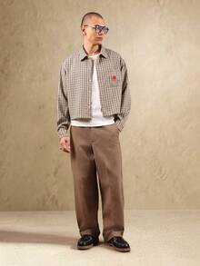 SUMWON 轻盈格纹外套衬衫 纽扣领短款经典春秋休闲学院风上衣 - 彩色 - 查看 4