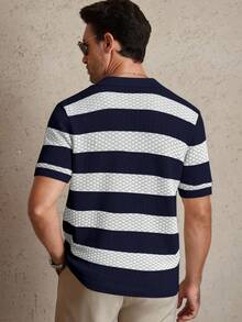 Manfinity CityGents 男式撞色条纹短袖针织上衣 - 彩色 - 查看 2