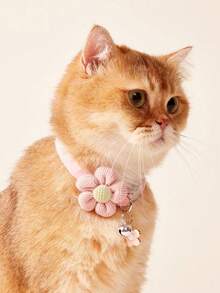 Zazumi 1 chiếc vòng cổ cho thú cưng trang trí hoa có mặt dây chuyền, thích hợp cho mèo/chó nhỏ, dùng để trang trí và kéo. - Bột - Xem 6