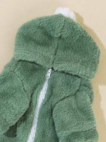 PETSIN 1pc Pet Christmas Plush Zip-Up Coat - Green - View 8