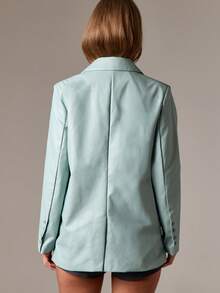 AiiRZ Oversized Single Breasted Blazer Workwear Professional Business Modern Blazer Suit Women Office Wear Fall Winter Spring Corporate Chic - Blue - View 2